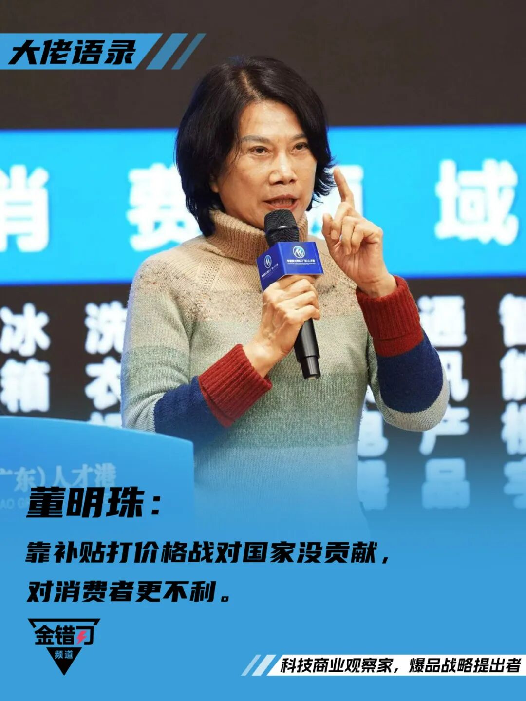 董明珠：靠补贴打价格战对国家没贡献，对消费者更不利